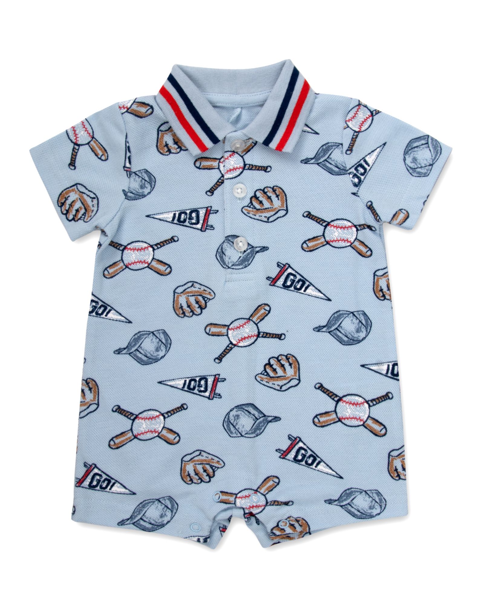 Детский комбинезон-поло Baby Essentials с принтом бейсбольного мяча, короткий рукав