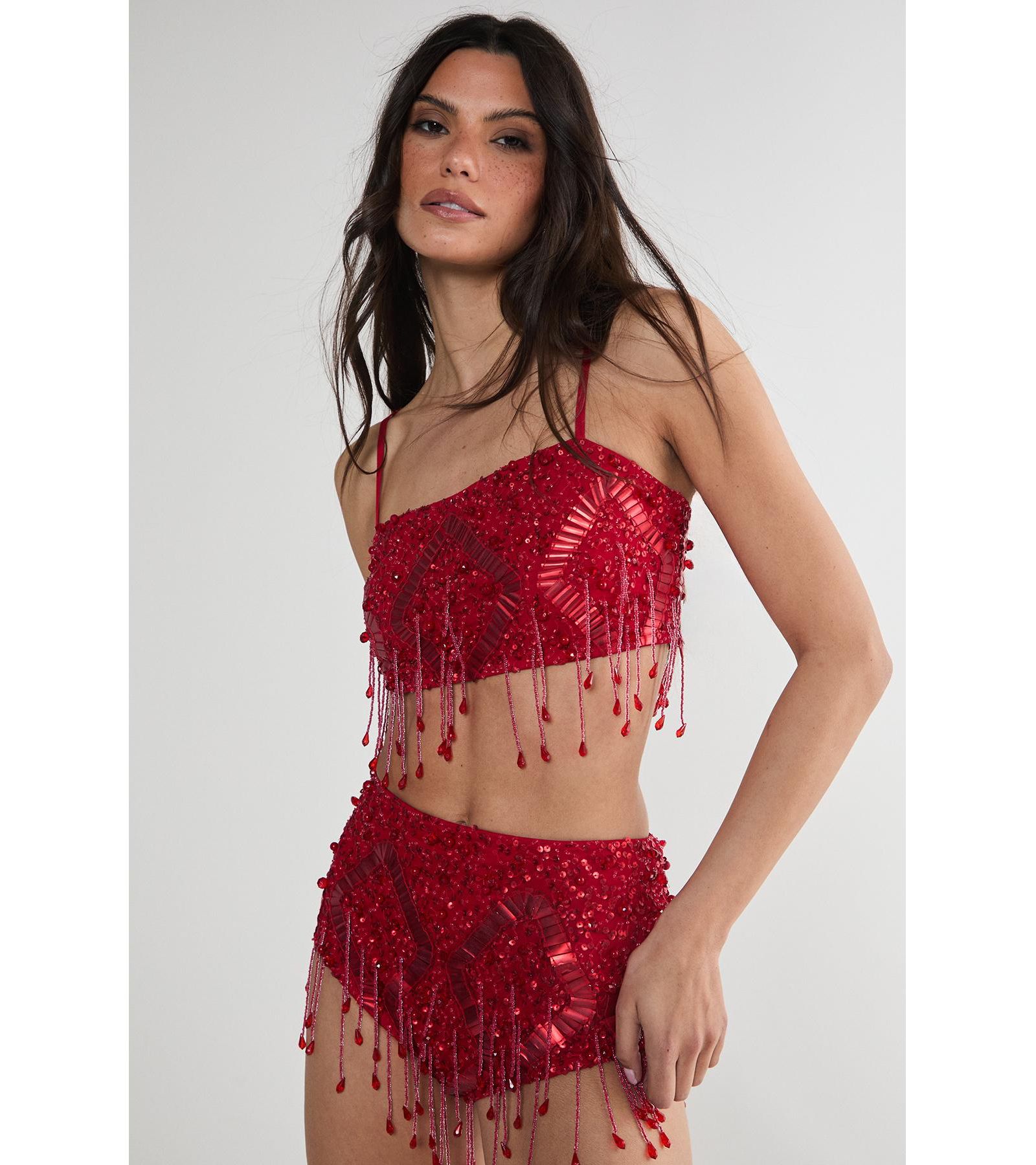 Женский топ Nasty Gal Embellished Tassel Beaded Crop