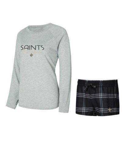 Комплект из футболки и шорт Concepts Sport Women's New Orleans Saints Petition Raglan Long Sleeve Top Shorts Set