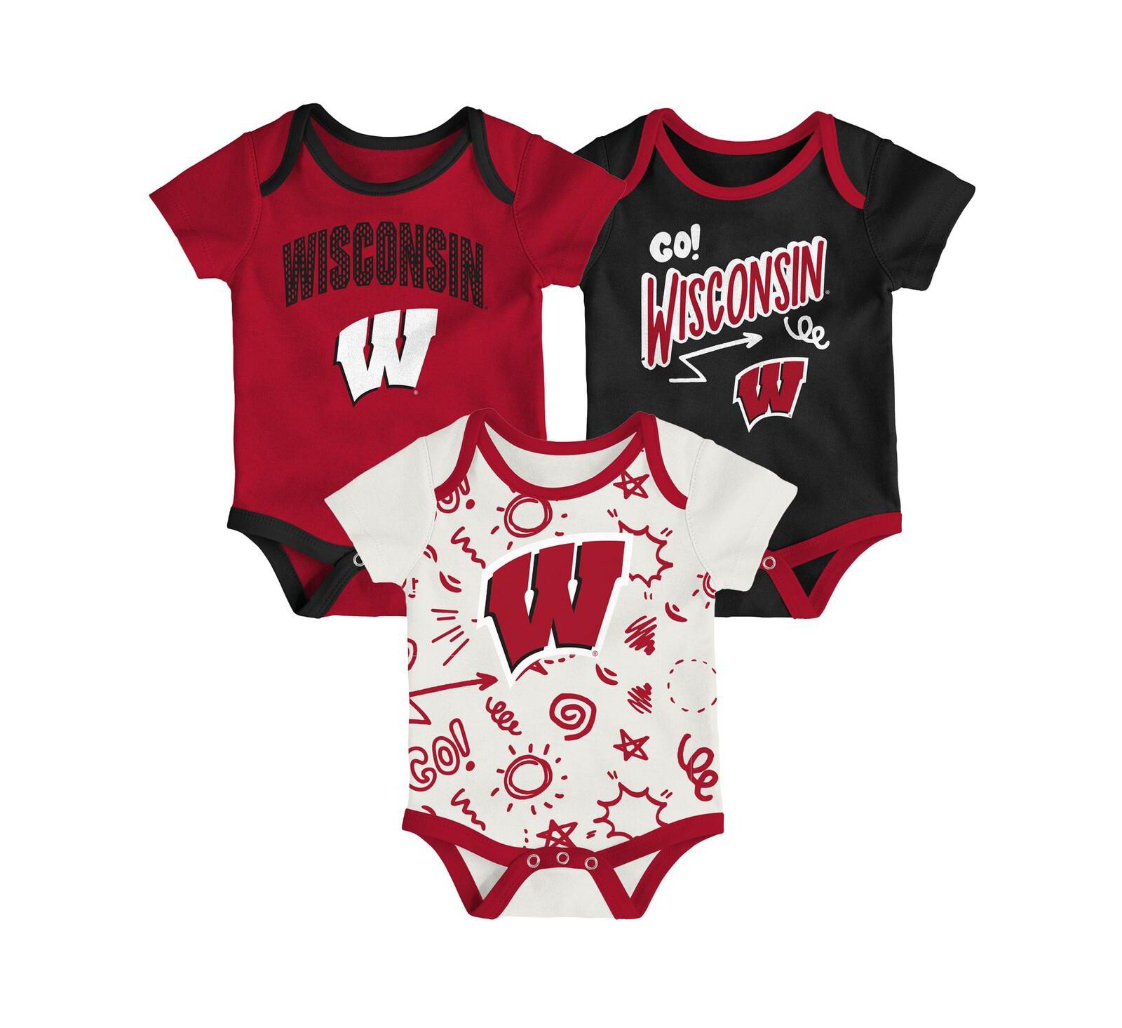 Детский комплект боди Outerstuff Wisconsin Badgers 3-Pack