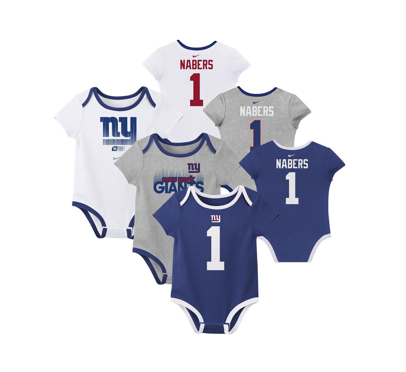 Nike Детский комплект боди из 3 штук Malik Nabers New York Giants Name & Number