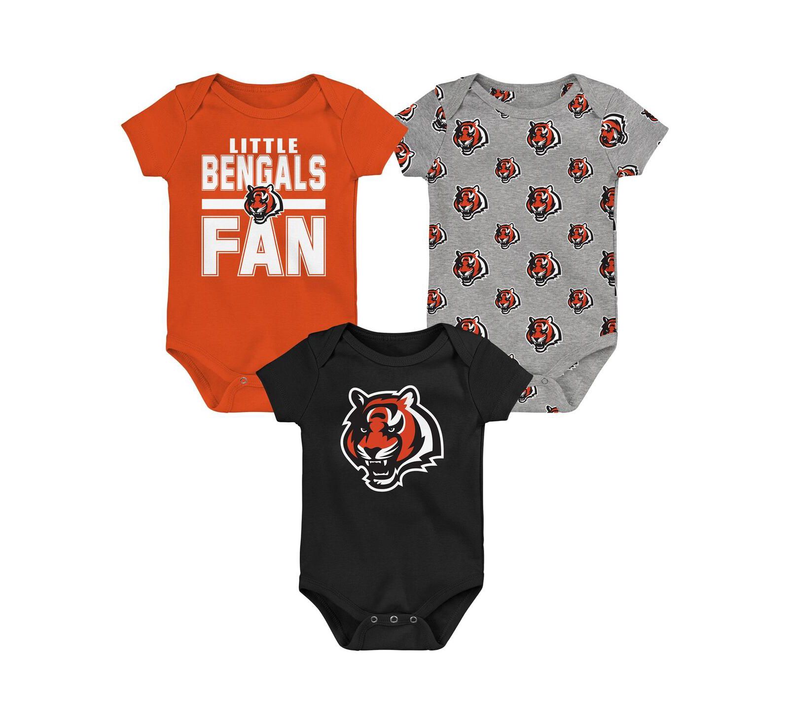 Комплект боди Outerstuff Cincinnati Bengals для новорожденных, 3 предмета