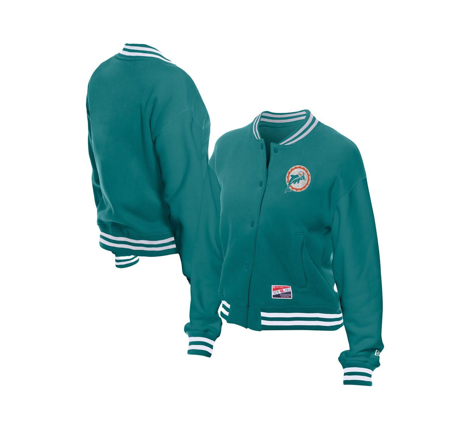 Женская флисовая куртка New Era Miami Dolphins Throwback Full-Snap цвета Aqua