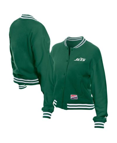 New Era Women's Kelly Green New York Jets Throwback Fleece Full-Snap Jacket