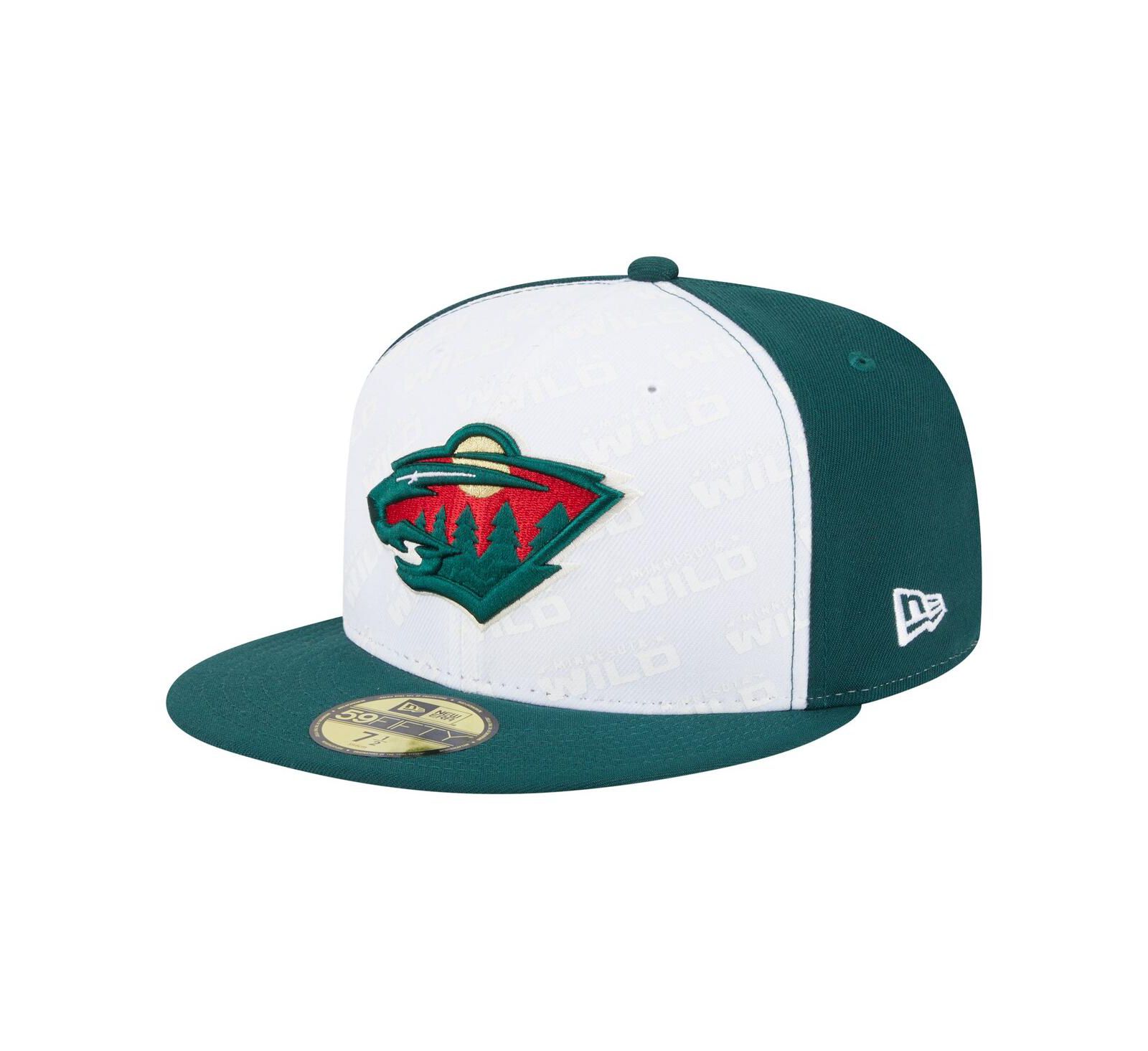 Мужская кепка New Era White/Green Minnesota Wild 59FIFTY Fitted