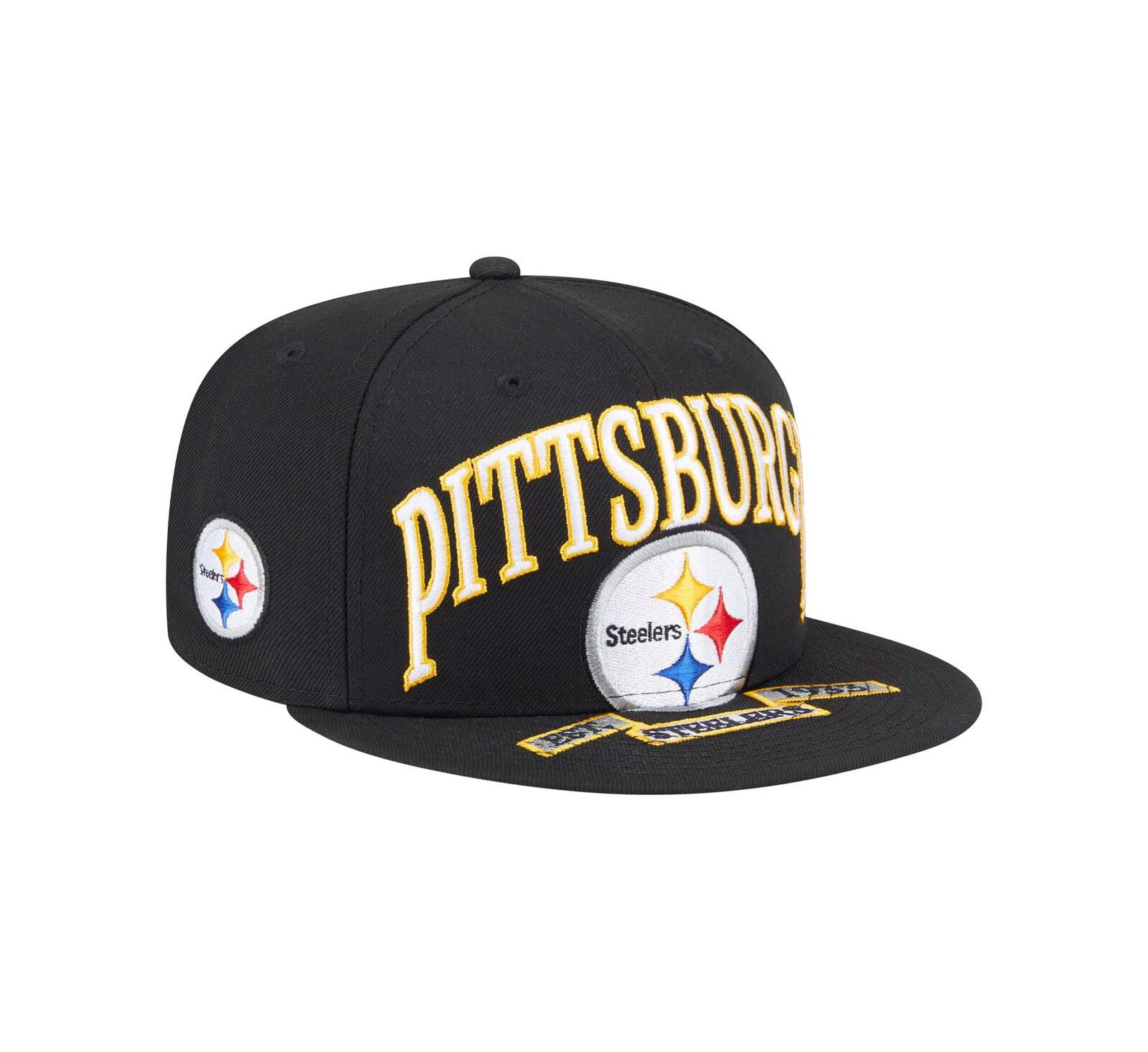New Era Men's Black Pittsburgh Steelers Oversized 59FIFTY Fitted Hat