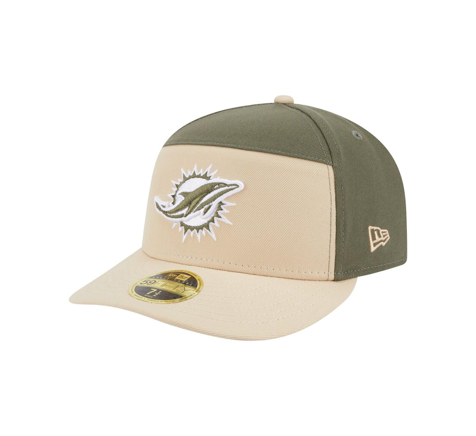 New Era Men's Light Beige/Olive Miami Dolphins Two-Tone Color Pack Split Panel 59FIFTY Fitted Hat
