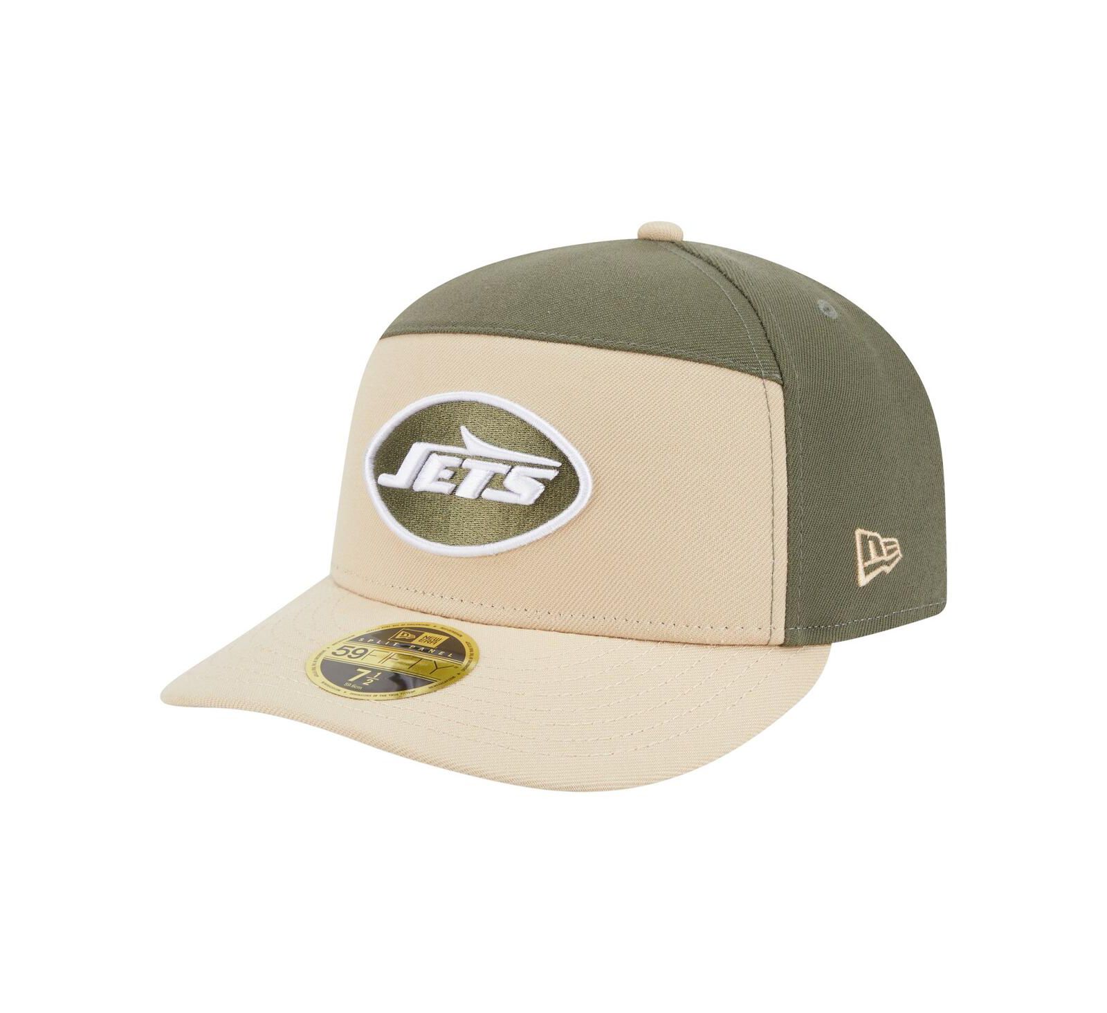 New Era Men's Light Beige/Olive New York Jets Two-Tone Color Pack Split Panel 59FIFTY Fitted Hat
