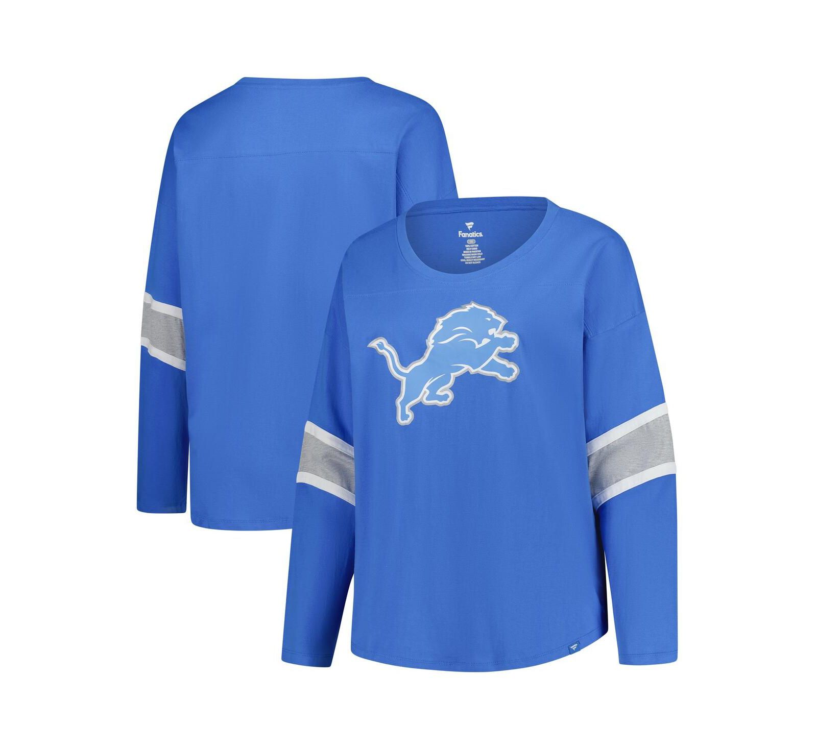 Женская футболка Fanatics Blue Detroit Lions Plus Size Redzone 3/4-Sleeve Scoop Neck
