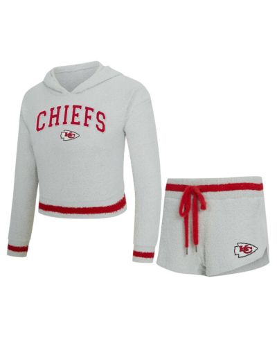 Concepts Sport Женский комплект: худи и шорты Concepts Sport Gray Kansas City Chiefs Whitley Long Sleeve