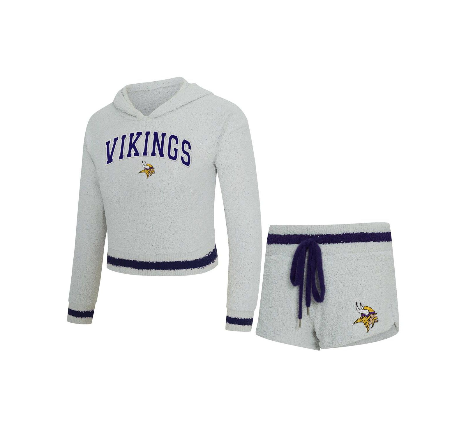 Женский комплект Concepts Sport Minnesota Vikings Whitley Long Sleeve Hoodie Top Shorts Set