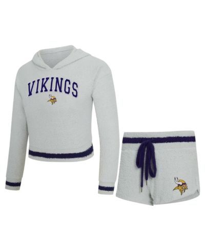 Женский комплект Concepts Sport Minnesota Vikings Whitley Long Sleeve Hoodie Top Shorts Set