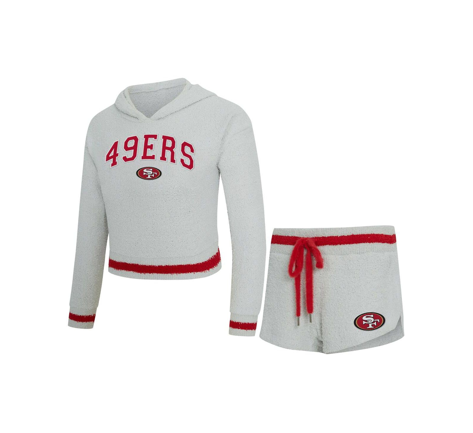 Женский комплект Concepts Sport Gray San Francisco 49ers Whitley Long Sleeve Hoodie Top Shorts Set