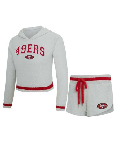 Женский комплект Concepts Sport Gray San Francisco 49ers Whitley Long Sleeve Hoodie Top Shorts Set