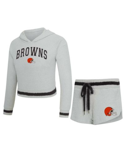Женский комплект из худи с длинным рукавом и шорт Concepts Sport Gray Cleveland Browns Whitley