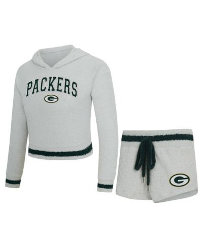 Женский комплект Concepts Sport Gray Green Bay Packers Hoodie и шорты