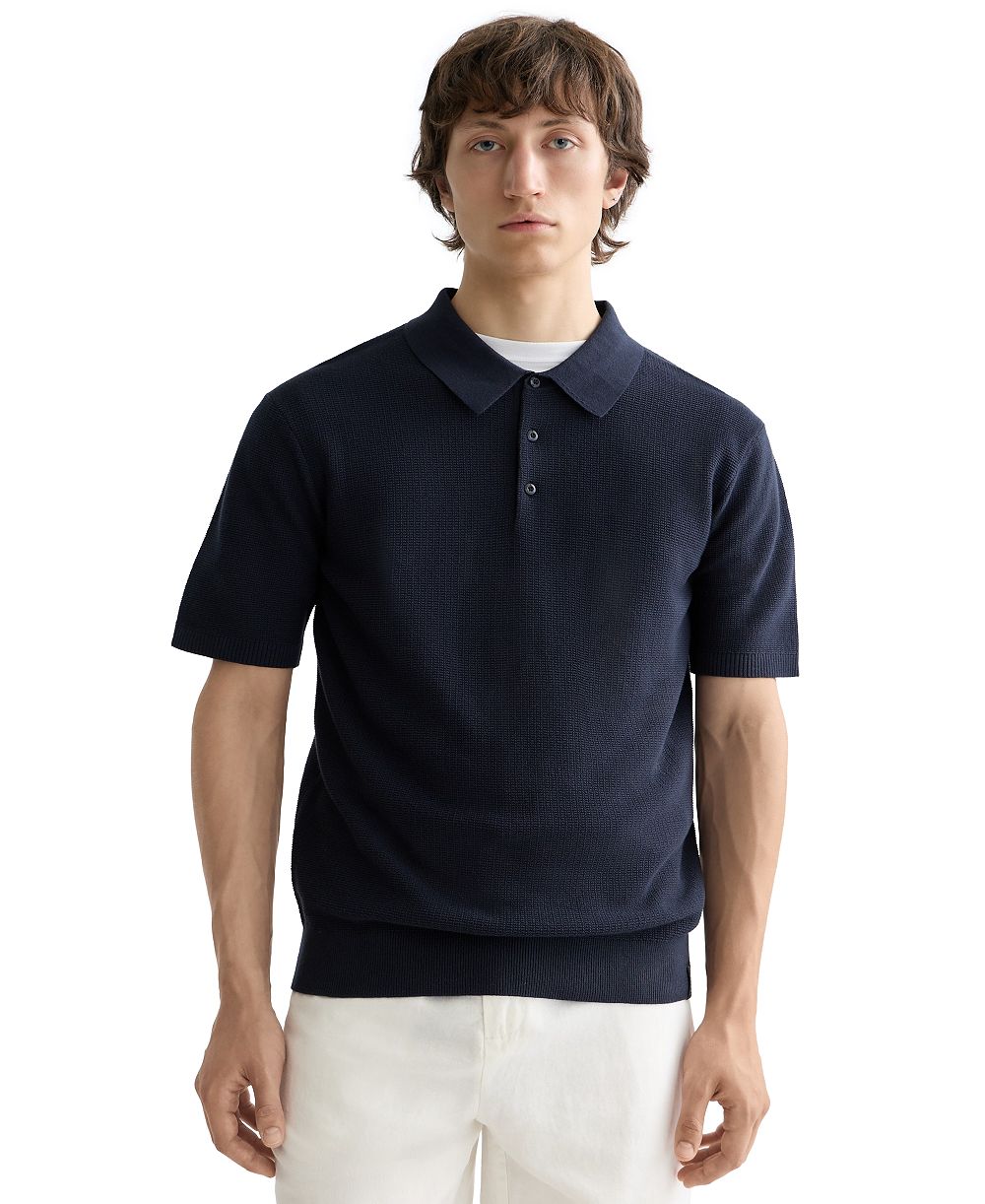 SCOTCH & SODA Men's Structured Knitted Short-Sleeve Polo Shirt