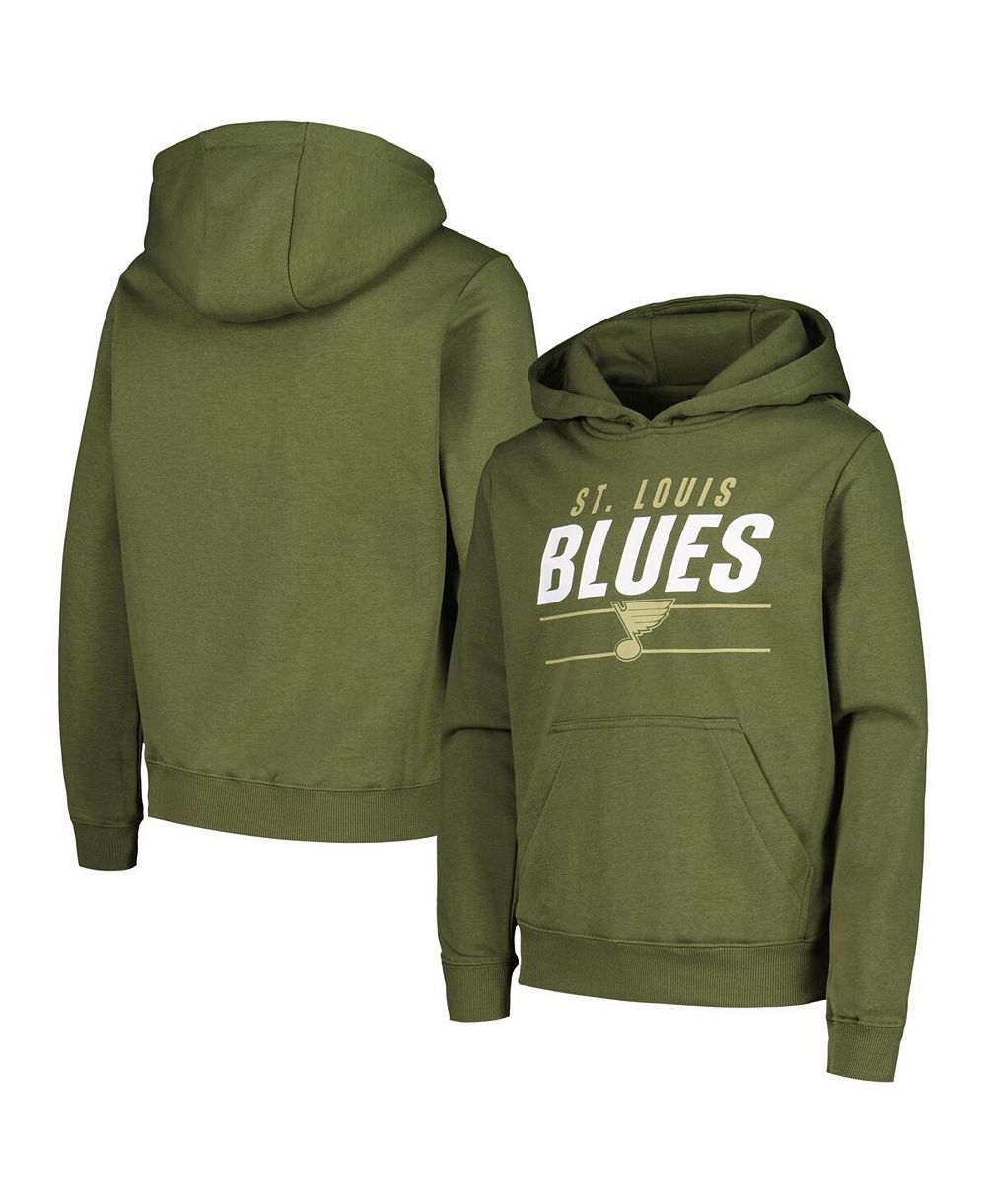 Детский флисовый худи LevelWear Big Boys and Girls оливкового цвета с принтом St. Louis Blues Podium