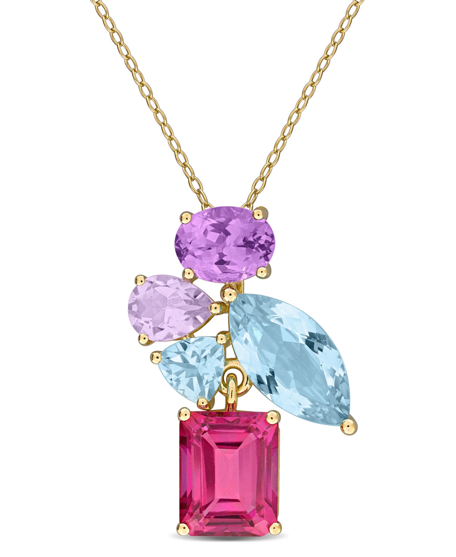 Колье Multi-Gemstone (14-1/8 ct. t.w.) в позолоченном стерлинговом серебре 18k Gold Flash Plated