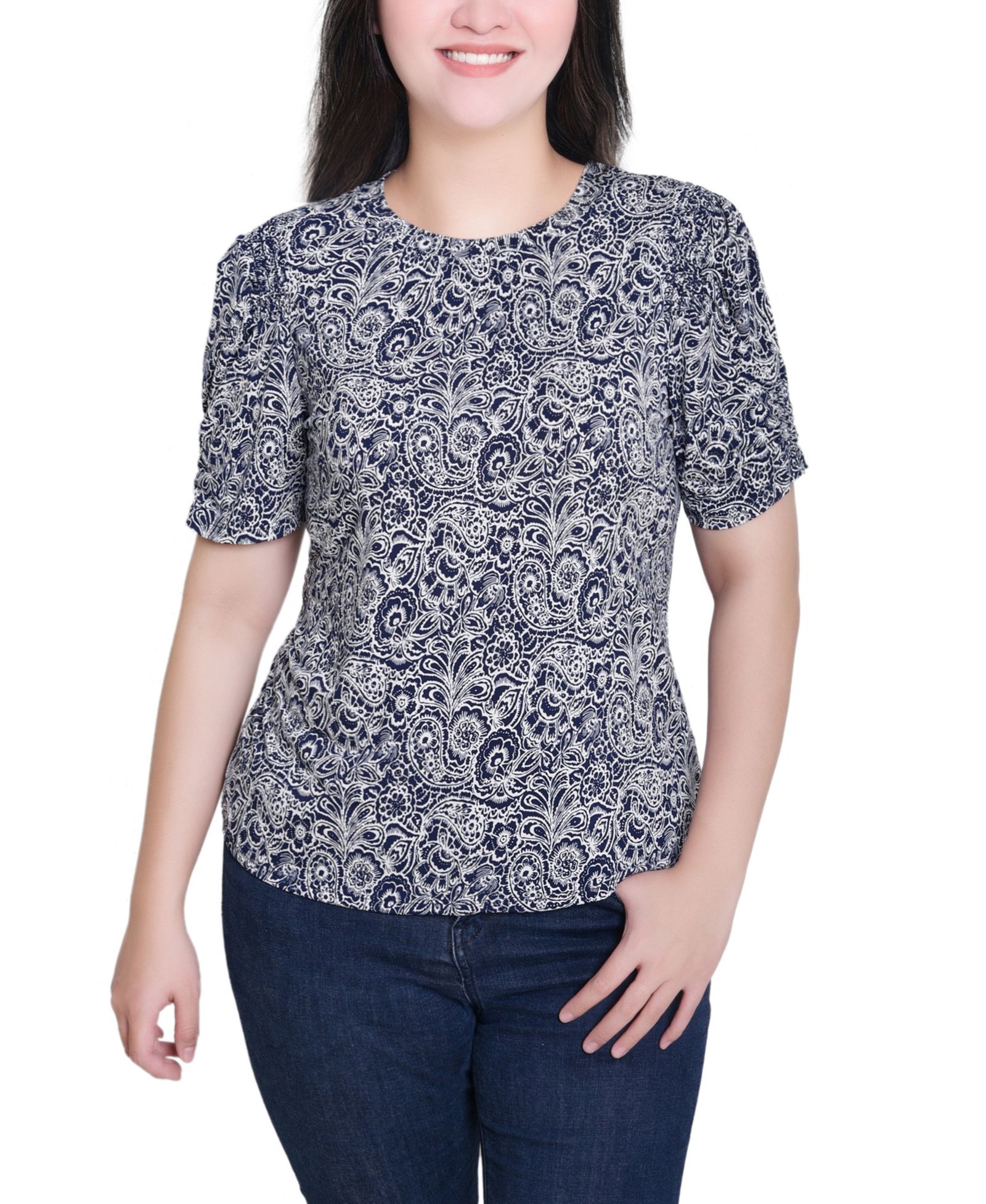 NY Collection Women's Short Sleeve Scoop Neck Top