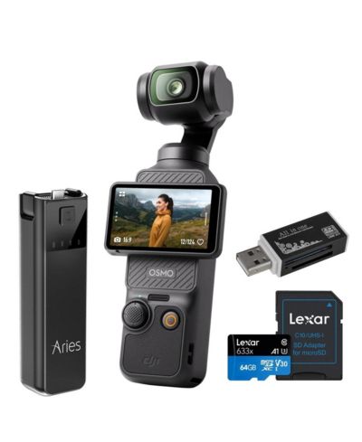 DJI Osmo Pocket 3 камера с подвесом, комплект с Power Bank, чехлом, защитным стеклом, картой памяти 64GB и картридером