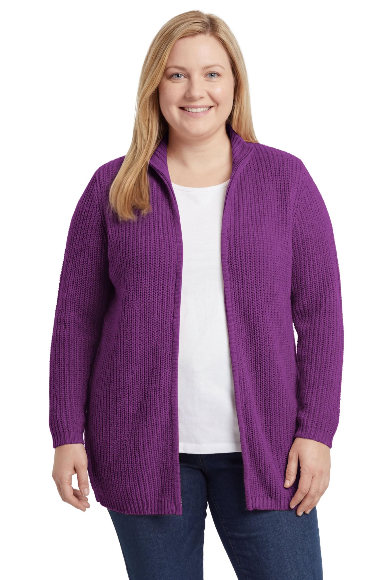 Woman Within кардиган Plus Size Within Zip Front Shaker
