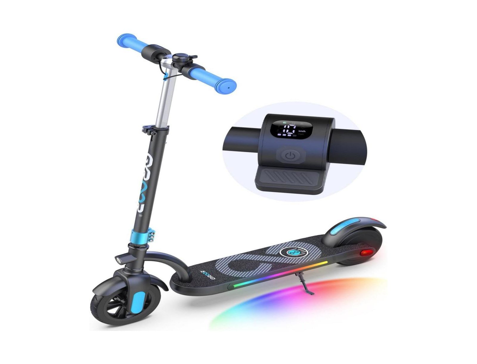 Everyfun 180W Electric Scooter with Adjustable Height and LED Display, 143 lbs Capacity, Ages 6-12