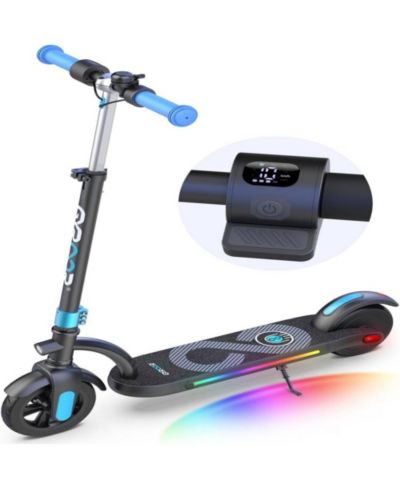 Everyfun 180W Electric Scooter with Adjustable Height and LED Display, 143 lbs Capacity, Ages 6-12