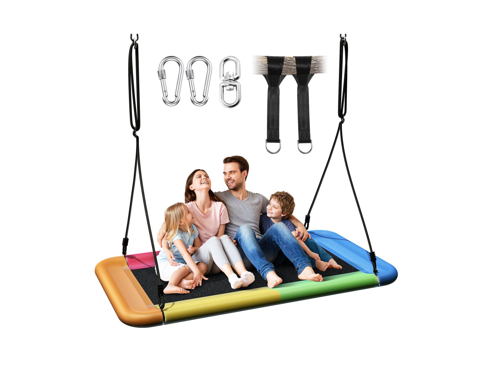 Tree Swing for Kids and Adults, 60" Waterproof Rectangle Platform Swing, 700lbs Heavy Duty with Adjustable Straps