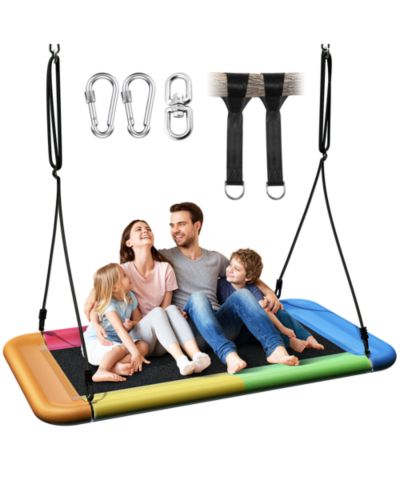 Tree Swing for Kids and Adults, 60" Waterproof Rectangle Platform Swing, 700lbs Heavy Duty with Adjustable Straps