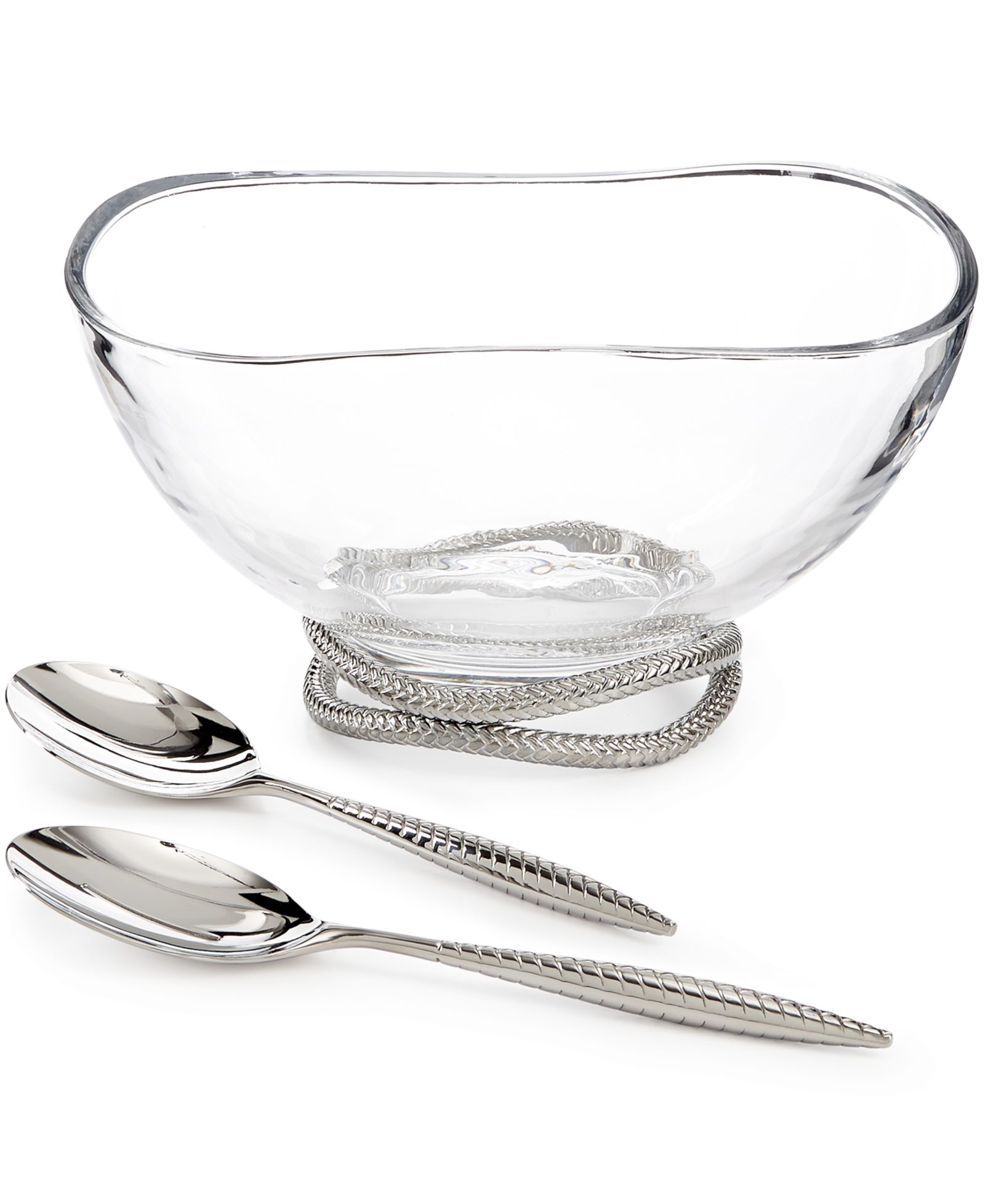 Nambé Braid Glass Salad Bowl & Servers