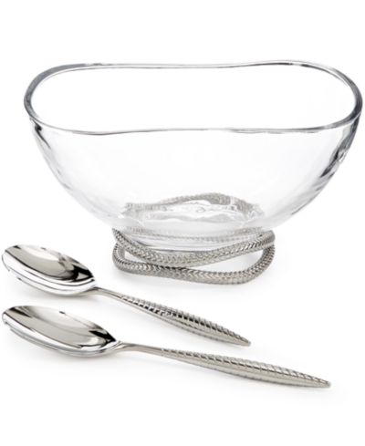 Nambé Braid Glass Salad Bowl & Servers