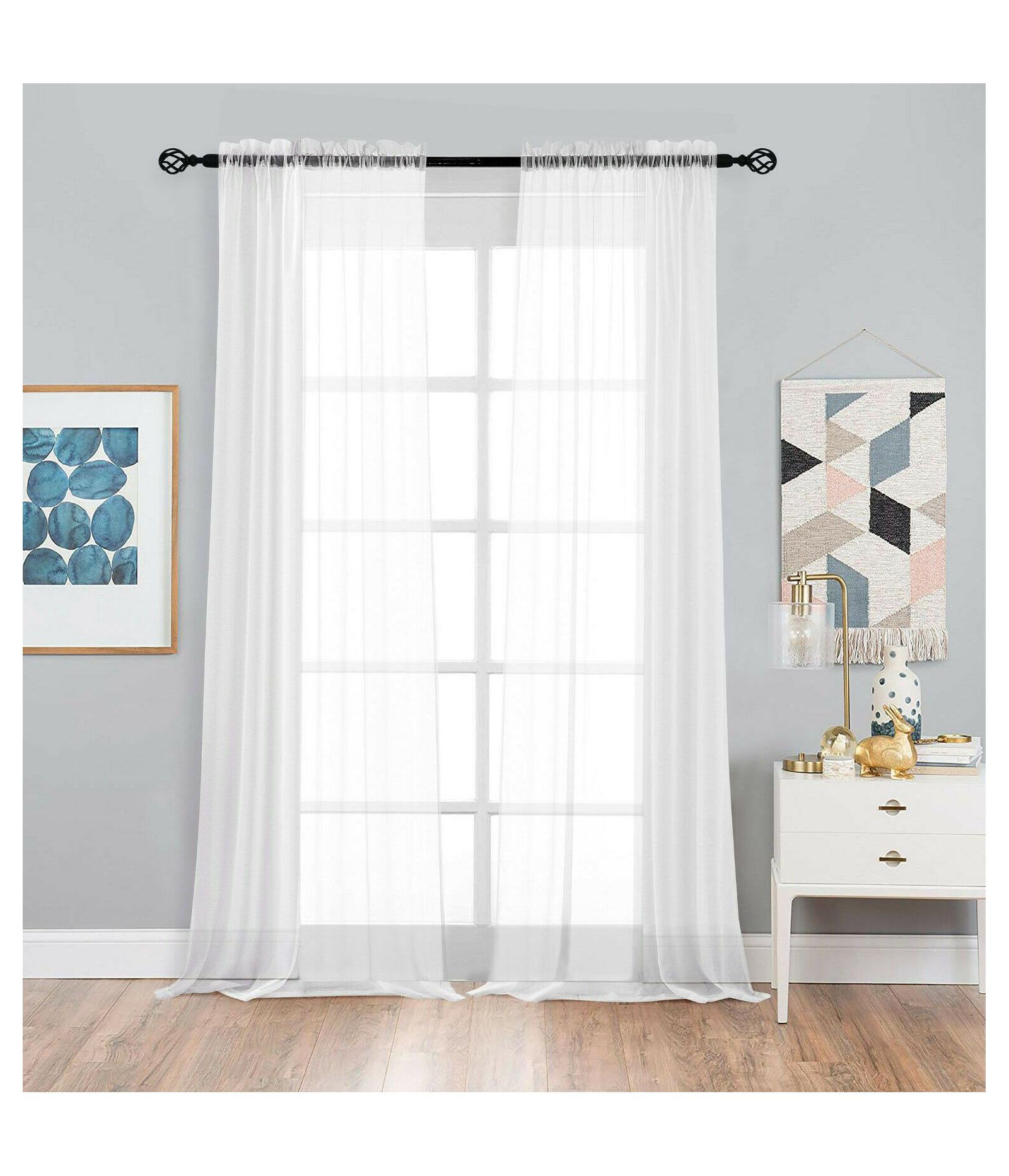 Шторы Kate Aurora Designer Sheer Voile Rod Pocket для маленьких окон