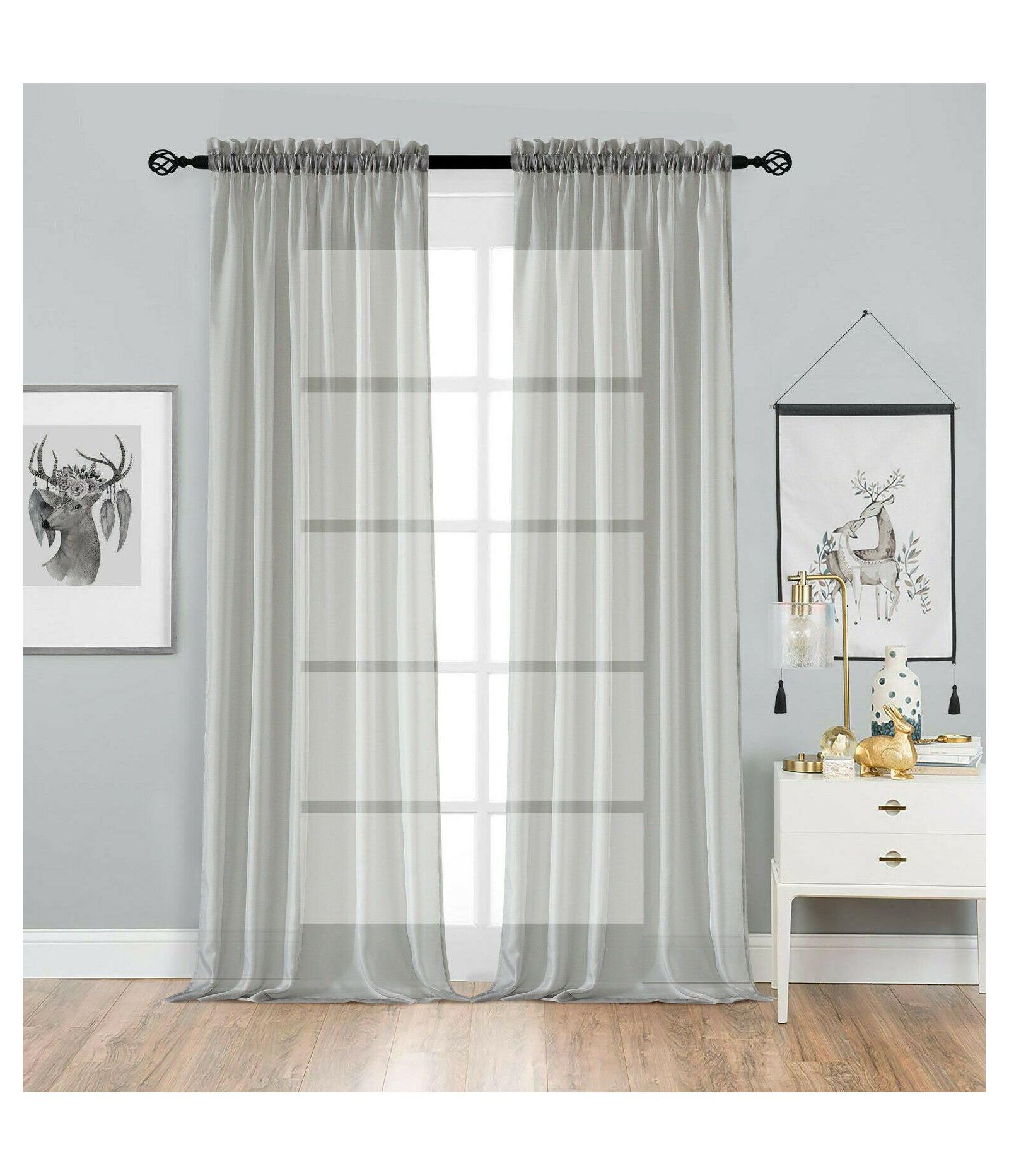 Kate Aurora Designer Sheer Voile Rod Pocket Curtains For Small Windows