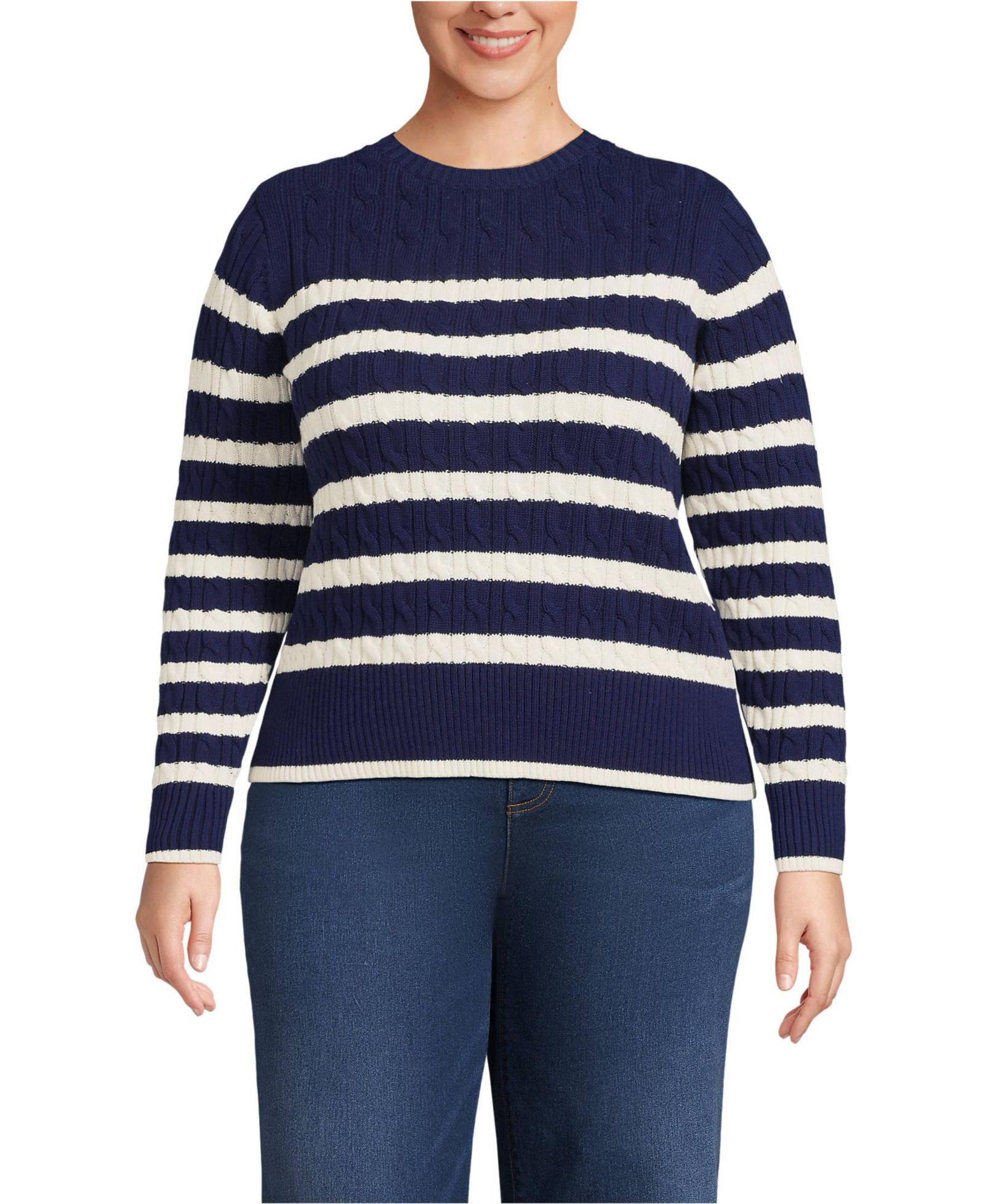 Женский джемпер Lands' End Plus Size Drifter Modern Cable Crew