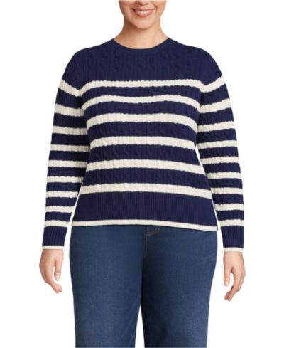 Женский джемпер Lands' End Plus Size Drifter Modern Cable Crew