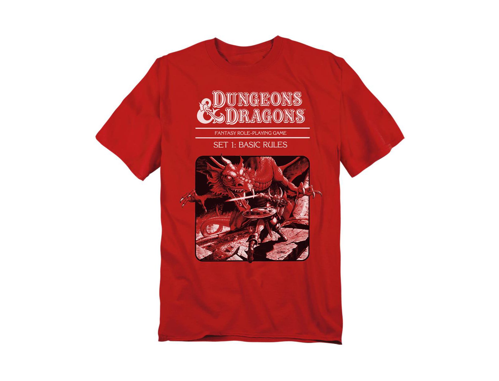 D&D Men's Dungeons and Dragons Basic Rules Red Box Cover T Shirt