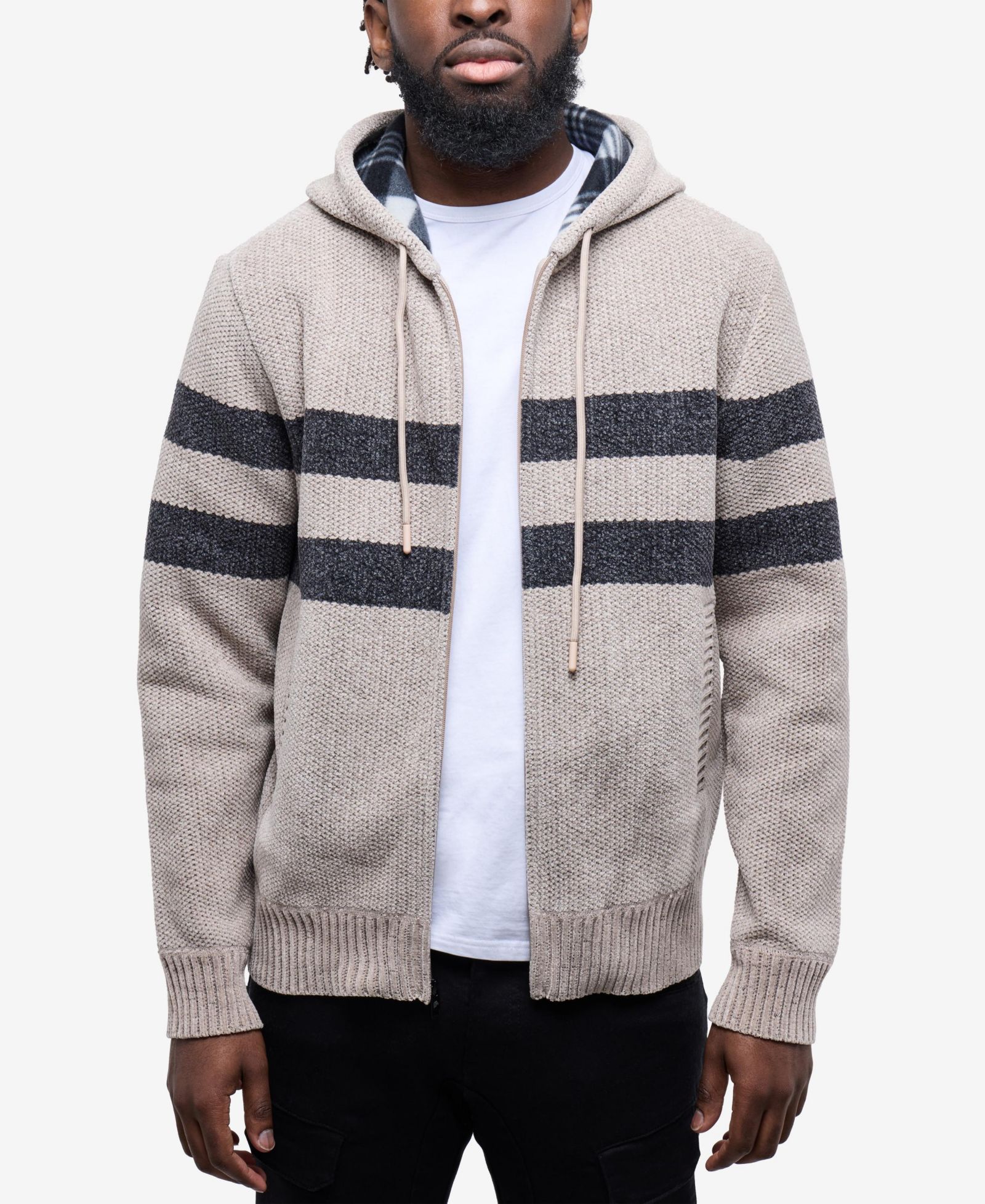Мужской джемпер CULTURA Full Zip Hooded со штрихами и фланелевой подкладкой