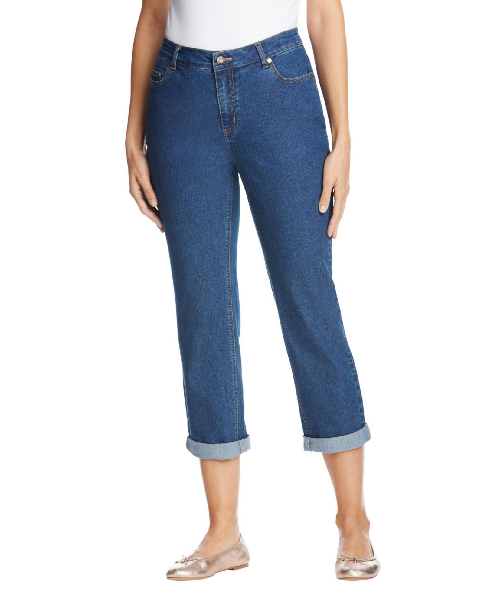 Женские джинсы Woman Within Plus Size Tall Stretch Denim Five-Pocket Girlfriend