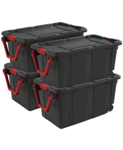 Sterilite набор из 4 прочных промышленных контейнеров на колесах 40 Gallon