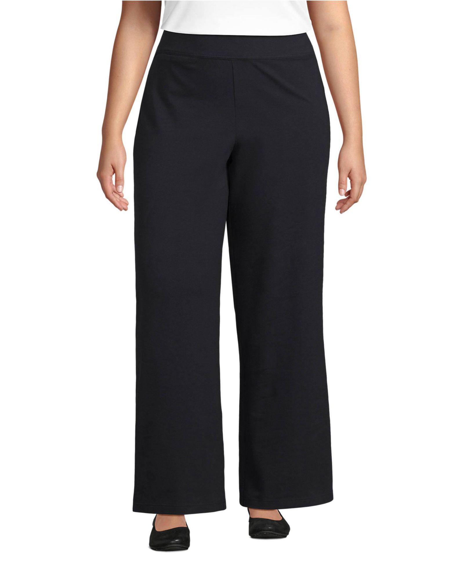Lands' End Plus Size Starfish High Rise Pull On Wide Leg Pocket Pants