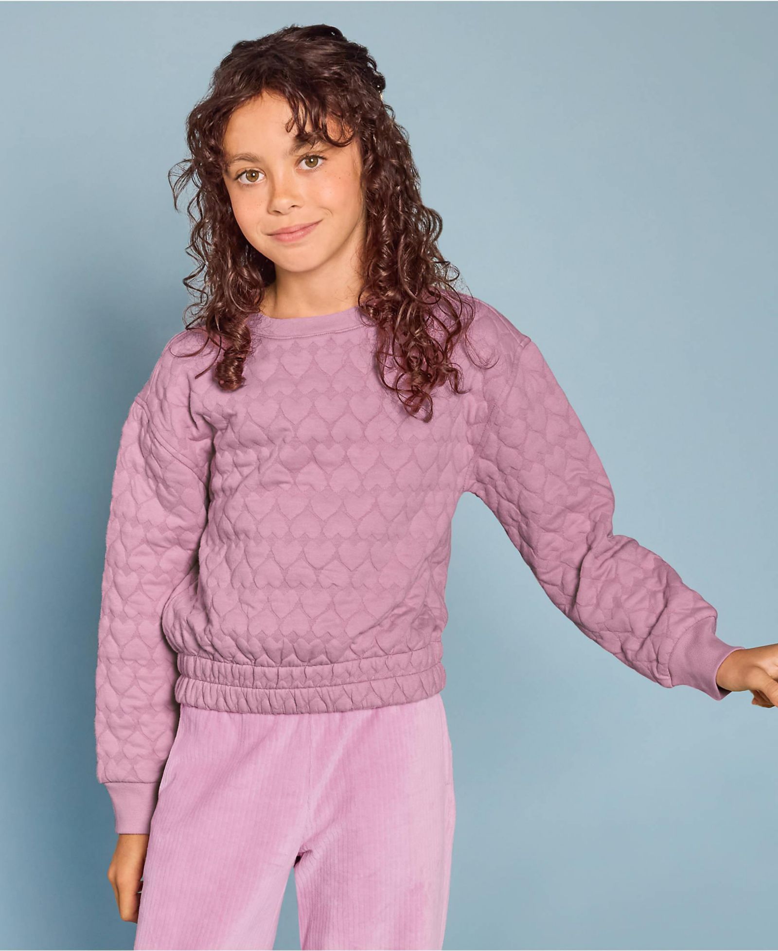 Свитшот Lands' End Girls Knit Quilted Crew Neck
