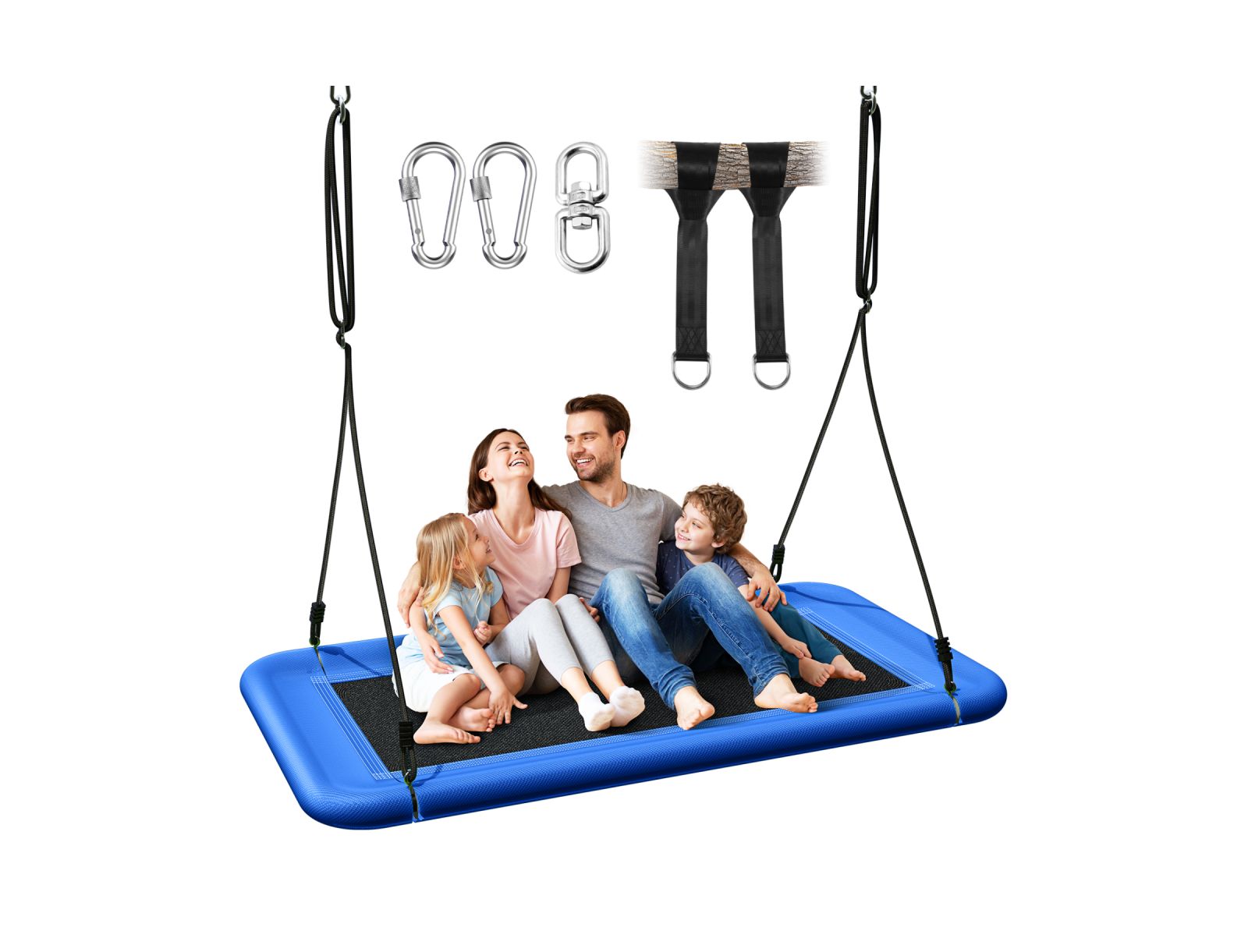 Tree Swing for Kids and Adults, 60" Waterproof Rectangle Platform Swing, 700lbs Heavy Duty with Adjustable Straps