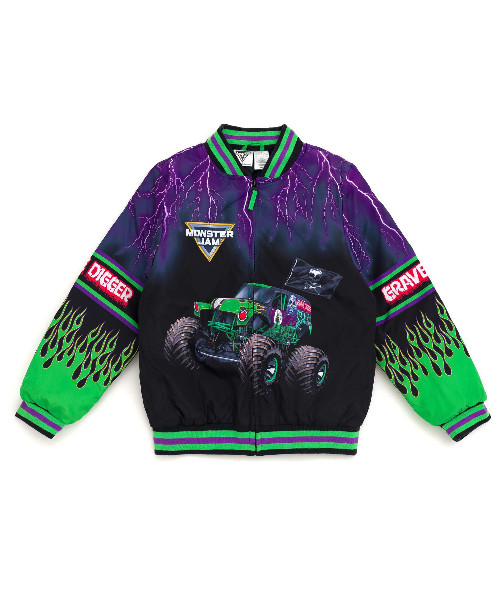 Monster Jam Boys Zip Up Varsity Bomber Jacket