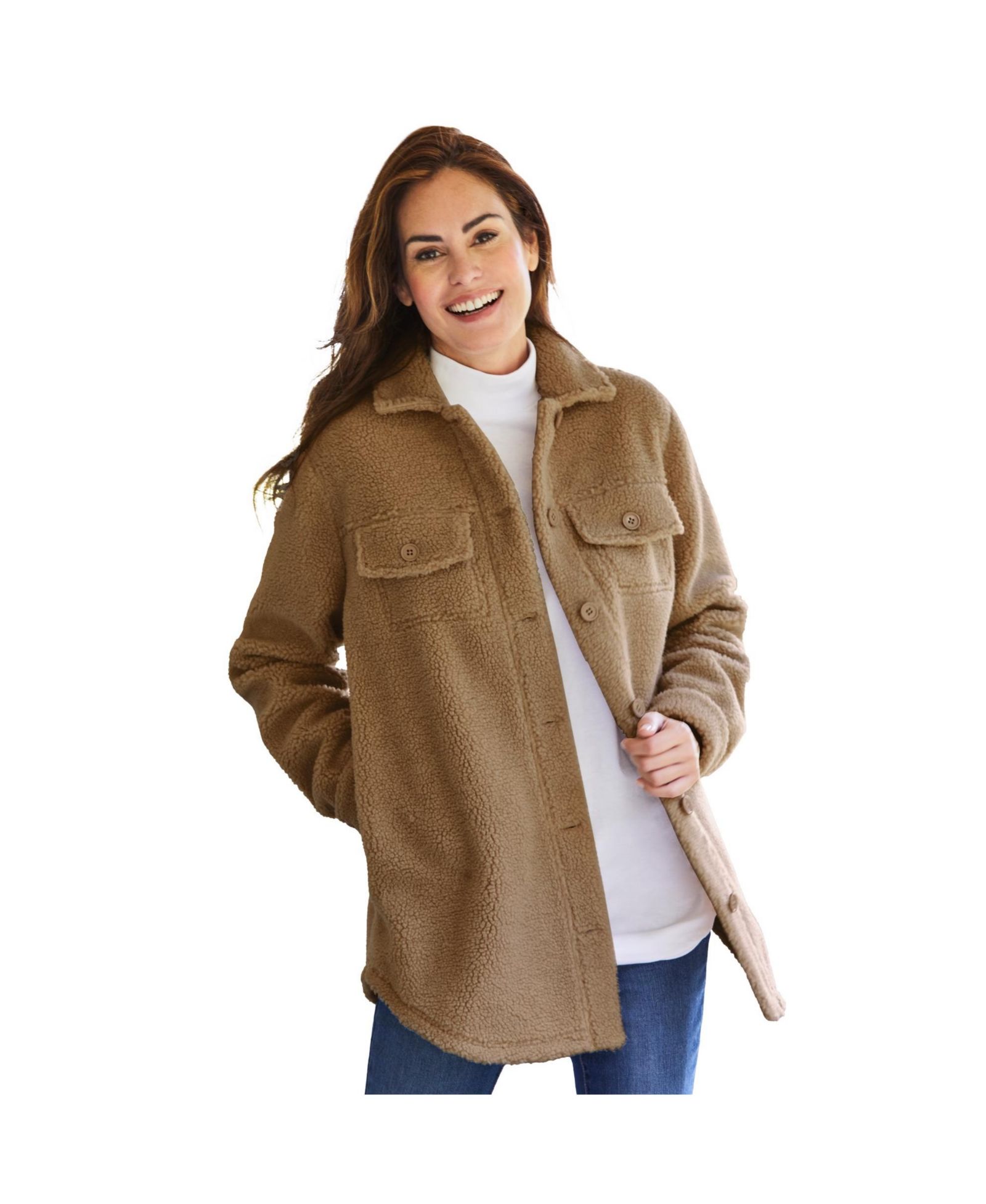 Woman Within Women's Within Berber Button-Front Jacket