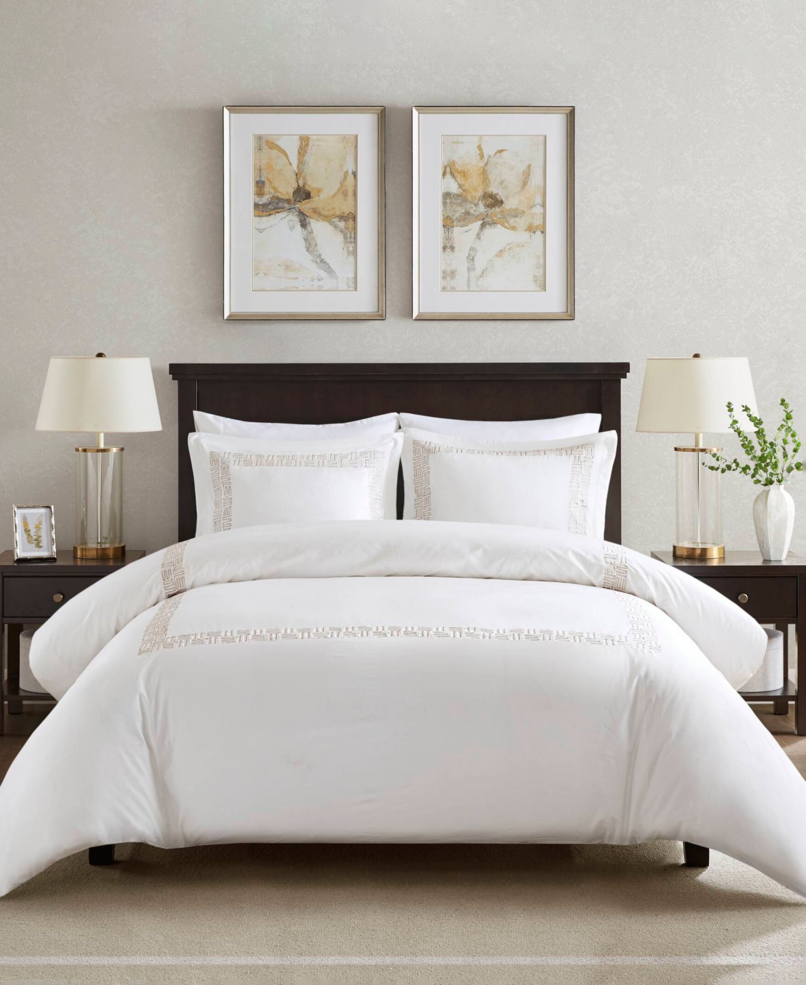 Harbor House Nile с вышивкой комплект из 3 пододеяльников, Full/Queen