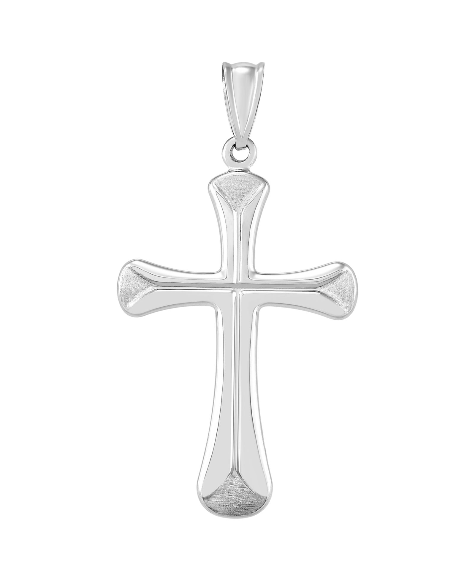 Macy's кулон Cross with Satin Edges 14k White Gold