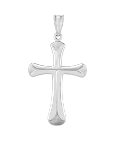 Macy's Cross with Satin Edges Pendant in 14k White Gold
