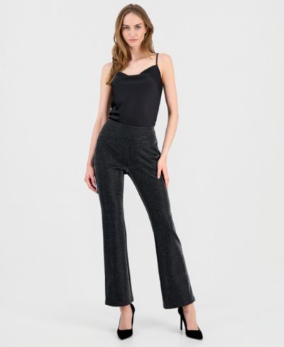T Tahari Женские металлические брюки flare-leg с высокой посадкой