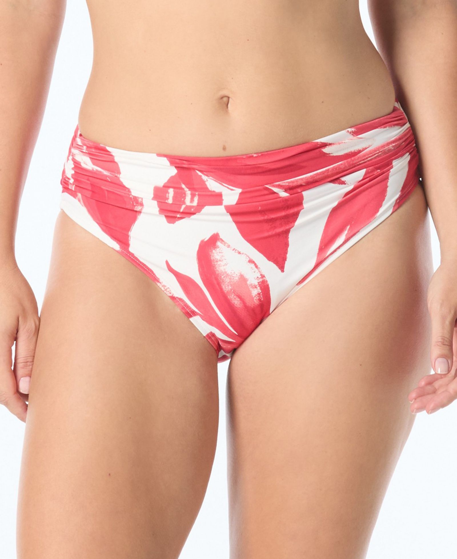 Carmen Marc Valvo Women's Shirred High-Cut Full-Coverage Bottoms